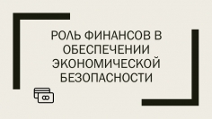 Роль финансов в обеспечении экономической безопасности Российской Федерации